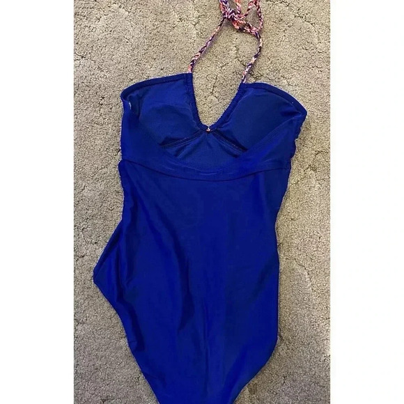 Old Navy Womens Bathing Suit Medium One Piece V Neck Halter Casual Swimsuit - Picture 3 of 5